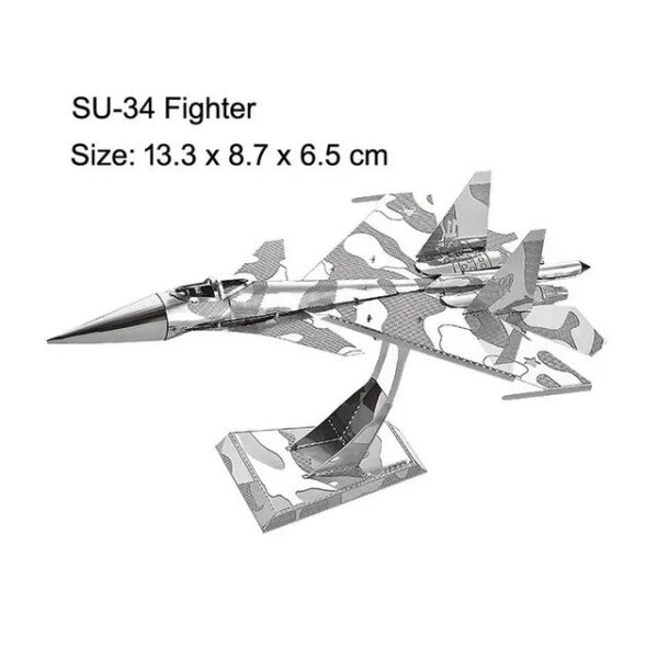 3D Metal Military J-20 J-10B SU-34 KA-50 Fighter UFO RAH-66 Helicopter DIY Handmade Assemble Model Jigsaw Puzzles