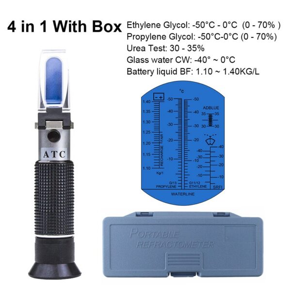 ATC Refractometro Antifreeze Freezing Point Coolant Tester Adblue Concentration Ethylene Glycol Car Battery Refractometer