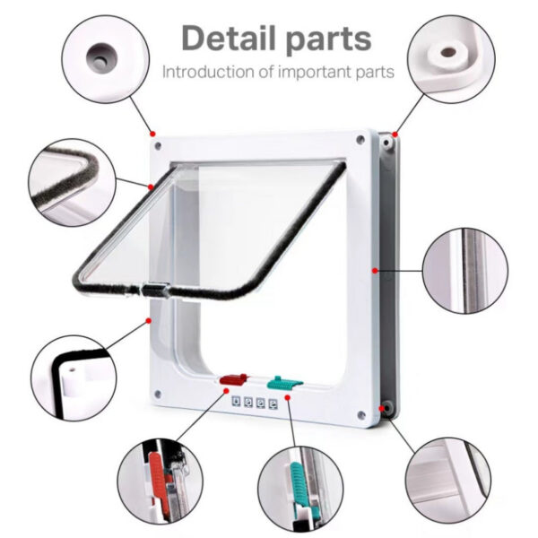 1cd3371404bc3f51 Cat Flap Door with 4 Way Security Lock Controllable Switch Transparent ABS Plastic Gate Puppy Kitten Safety in&out Pet Doors Kit
