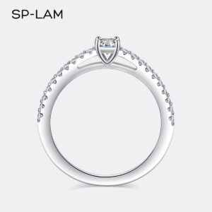 Real Sterling Sier Small Moissnaite Ring For Women Simple Sparkling Round 0.3CT Certificated Lab Diamond Finger Rings