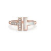 2024 designer ring Double Ring Serling Sier Plaed Rose Gold Opening Inlaid With Diamond Half Wedding Anniversary for women gift with boxq1