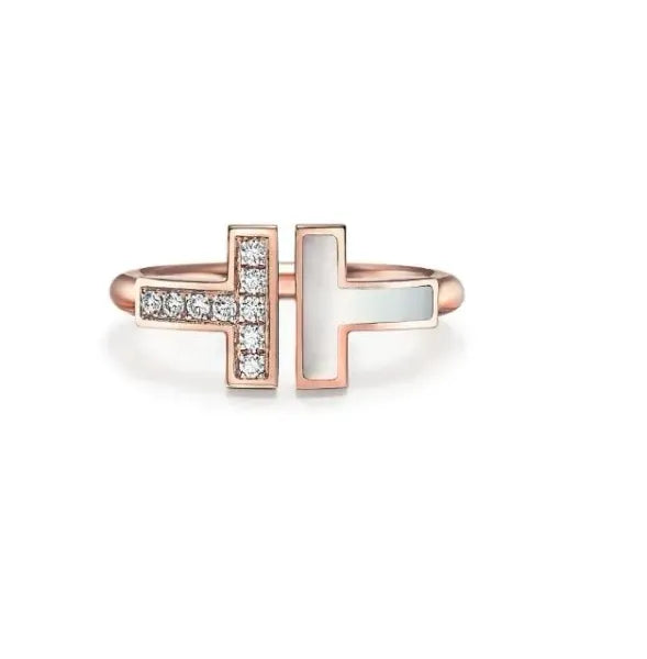 2024 designer ring Double Ring Serling Sier Plaed Rose Gold Opening Inlaid With Diamond Half Wedding Anniversary for women gift with boxq1