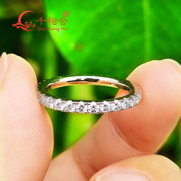 1cdcd17578209618 solid 2mm Full Eternity Ring Band Sterling Sier white Round Moissanite Diamond Jewelry gift dating party women