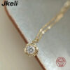Jkeli Sterling Sier Plated 14k Gold Shiny Zircon Flower Bracelet for Women Girl Korean Temperament Exquisite Jewelry Gifts