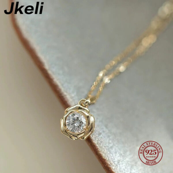 Jkeli Sterling Sier Plated 14k Gold Shiny Zircon Flower Bracelet for Women Girl Korean Temperament Exquisite Jewelry Gifts