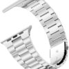 iiteeology Compatible with Apple Watch Band 49mm 45mm 44mm, Upgraded Solid Business Stainless Steel Band for Apple iWatch Series 9/8/7/Ultra,Silver