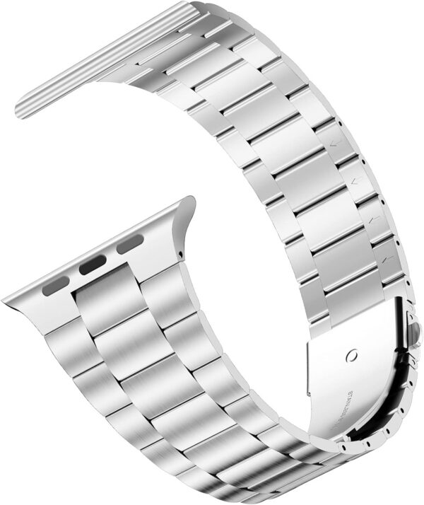 iiteeology Compatible with Apple Watch Band 49mm 45mm 44mm, Upgraded Solid Business Stainless Steel Band for Apple iWatch Series 9/8/7/Ultra,Silver