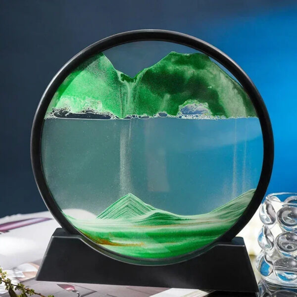 3D Moving Art Picture Round Glass Deep Sea Sandscape Hourglass Quicksand Craft wing Sand Painting Office Home Decor Gift