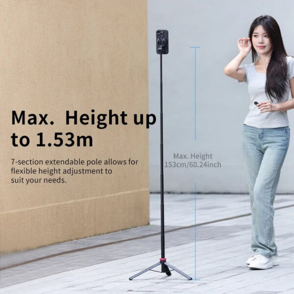 1d0a514b327bc351 Ulanzi MT-84 1.53M Magsafe Selfie Stick Tripod Stand Bluetooth Remote Phone Extension Tripod for IPhone 16 15 LiveStreaming Vlog