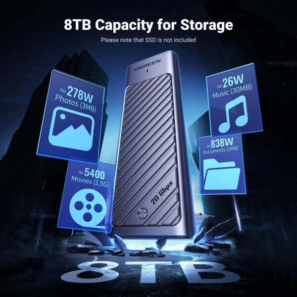 1d0c218823bbfc60 UGREEN M2 SSD Case M.2 NVMe SATA SSD Enclosure Adapter 20Gbps USB 3.2 Gen2 USB C External Enclosure Supports M and B&M Keys