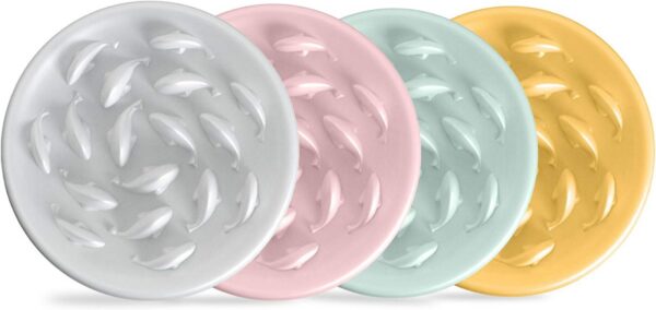 Slow Feeder Bowl for Cats and Small Dogs,Cilkus Fish Pool Design, Fun Interactive Bloat Stop Puzzle Feeder Bowl Healthy Eating Diet Made of Melamine Food Grade Material Dishwasher Safe (Green)