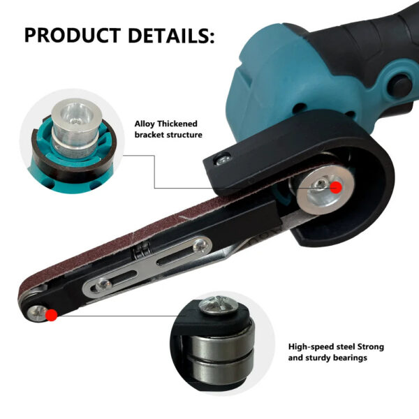 New Electric Mini Belt Sander Sand Variable Speed Angle Grinder Tool Cordless Belt Sander Polisher Power Tool For 16.8V Battery