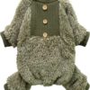 1d571d074b4bea95 Fuzzy Dog Pajamas, Winter Dog Clothes for Small Dogs Girl, Pet Onesie with Feet, Cat Outfit, Heather Grey, XS