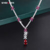 1d6936c134163b33 Sparkling 9*14MM Ruby Gemstone Pendant Necklace for Women High Carbon Diamond tail Party Fine Jewelry Birthday Gift