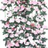 1d74db326d470f92 PARTY JOY 5pcs 41Ft Flower Garland Fake Rose Vine Artificial Flowers Hanging Rose Ivy Hanging Baskets Wedding Arch Garden Background Decor