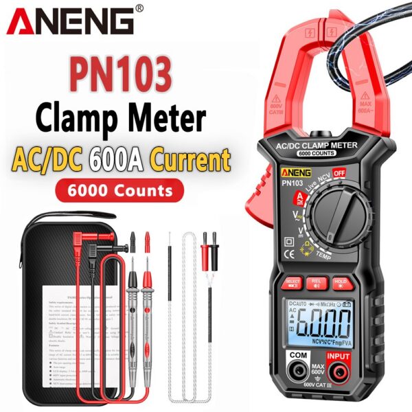 1d86174d97770552 ANENG PN103 6000 Counts Digital Clamp Meter Multimeter 600A AC Current AC/DC Voltage Tester Hz Capacitance NCV Ohm Diode Testers