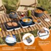 1d96b2181e4f430e Hisencn Portable Camping Stove, 2 Burner Foldable Camp Stove, 20000 BTU Folding Gas Stove, Portable Propane Stove with Carry Bag, Adjustable Burners & Piezo Ignition, Includes Frying Pan, Kettle, Pot