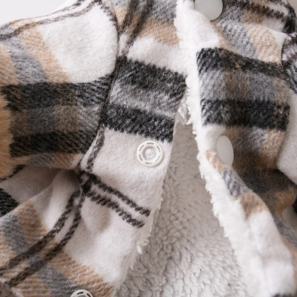 Winter Jacket Clothes Grid Warm Small Dogs Clothing With Fur Collar Cotton Pet Outfits French Bulldog Coat Vest Chihuahua