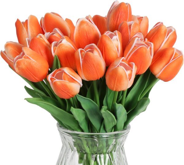 1de36a5cf753451b IPOPU Real Touch Purple Tulips 24PCS Artificial Flowers for Decoraion Fake Tulips Light Purple Flowers Floral Arrangements Artificial Faux Tulips Decor for Table Home Kitchen Decor (Light Purple)