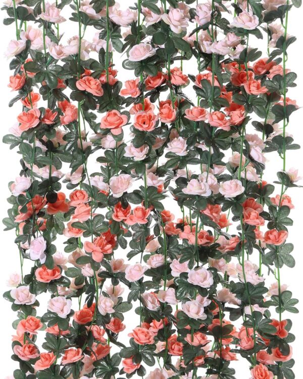 1de89fdcab365b92 PARTY JOY 5pcs 41Ft Flower Garland Fake Rose Vine Artificial Flowers Hanging Rose Ivy Hanging Baskets Wedding Arch Garden Background Decor
