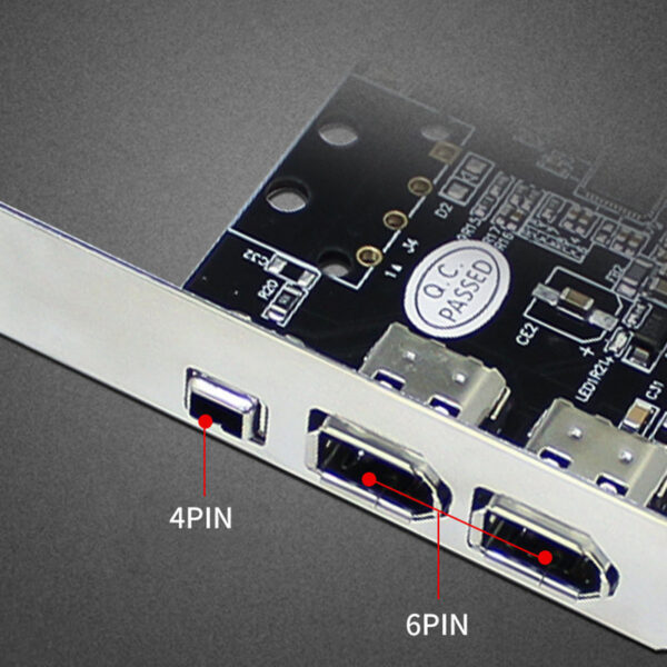 PCI-E 1X 16X 1394 DV Video Capture Card with 6 to 4 Pin Firewire Adapter Desktop Computer 3 Port Accessory