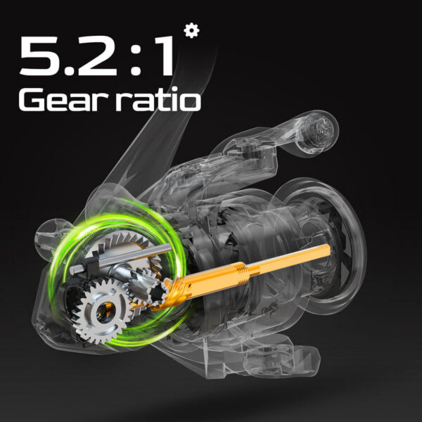 HANDING M1 Spinning 12kg Max Drag Graphite Reel, 9 + 1 Ball Bearings, 5.2:1 Gear Ratio Fishing Reel for Perch Bass and Pike
