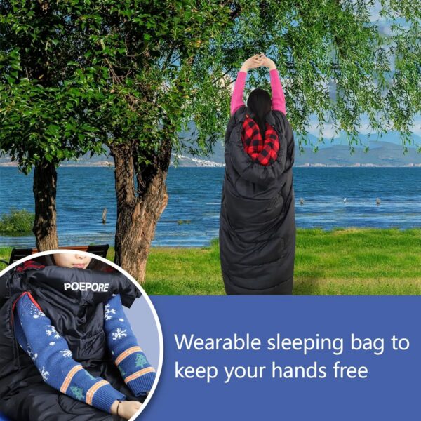 1df7db8acee9ba91 POEPORE Schlafsack Outdoor 3-4 Jahreszeiten Flanell Schlafsäcke Leichter Deckenschlafsack Kleines Packmaß für Erwachsene mit Arme und Füße Reißverschluss