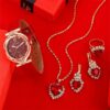1dfc9e33fee4372c New 5pcs Set Watches Women Leather Band Ladies Watch Simple Casual Womens Analog WristWatch Bracelet Gift Montre Femme
