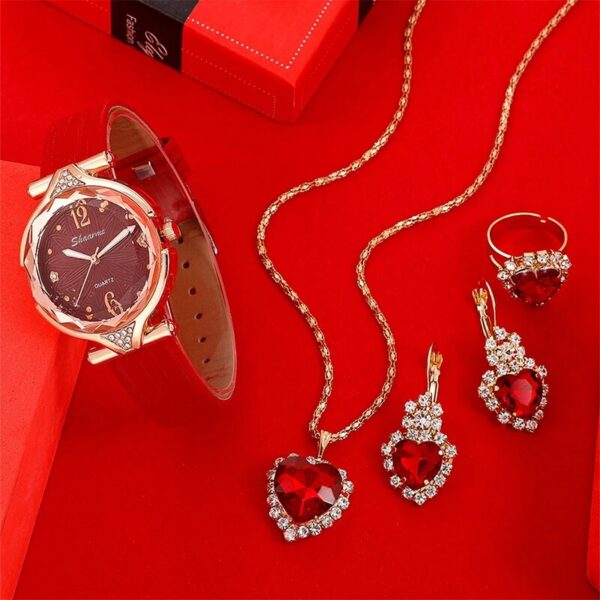 1dfc9e33fee4372c New 5pcs Set Watches Women Leather Band Ladies Watch Simple Casual Womens Analog WristWatch Bracelet Gift Montre Femme