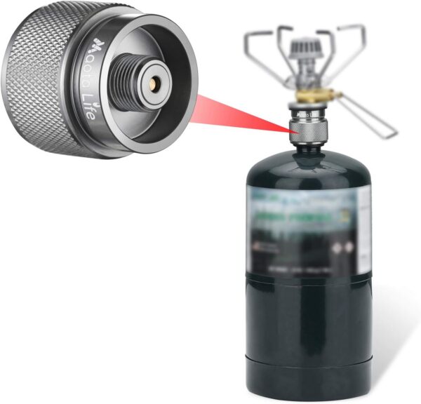 Camping Stove Gas Converter Propane to Butane EN417 Valve Output Camp Fuel Refill Canister Converter with 16 oz Tank Input-Detachable Stand