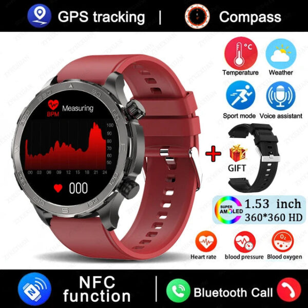 1e29e17eed884699 New GPS Track Smart Watch Men AMOLED HD Screen Outdoor Sports Fitness Heart Rate NFC IP68 Waterproof Bluetooth Call Smart Watch