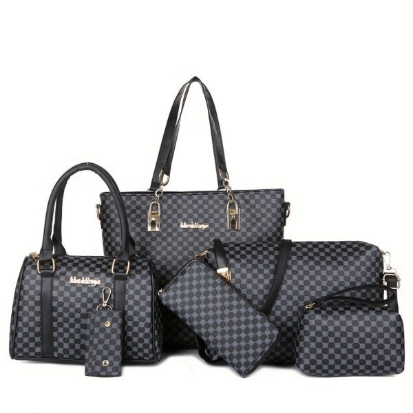 1e2e664cd5a0f9d7 6pcs Tote Bag Boston Bag Clutch Purse Set, PU Leather Textured Shoulder Bag, Casual Versatile Commuter Bag