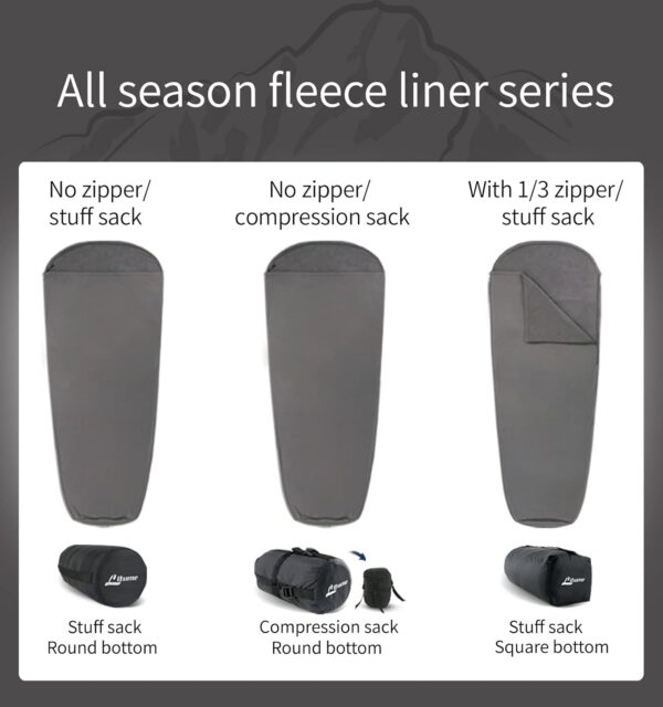 1e3900c07dcd31e9 Litume Fleece All Season Sleeping Bag Liner Adds Up to 15°C, Compressible and Lightweight Mummy Sleeping Sack for Backpacking Camping travel hiking compact stuff Drawstring hood