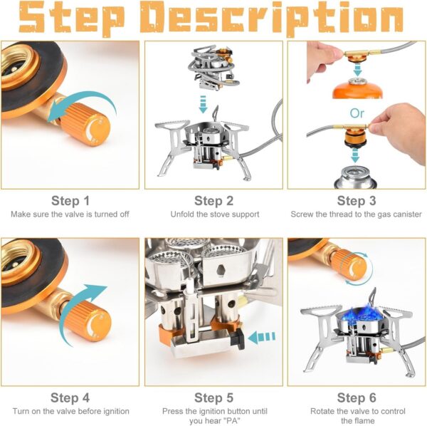 1e39d8e87d07100f Camping Gas Stove 6600W, Portable Outdoor Camping Furnace, Folding Wild Camp Gas Burner, Backpacking Stove Suitable for Hiking, Camping, Trekking and Picnic
