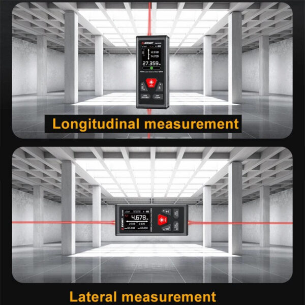 SNDWAY Dual Rangefinder 60M/100 Bilateral Laser Distance Meter with Electronic Angle Sensor,Rechargeable,Magnetism,M/in/Ft