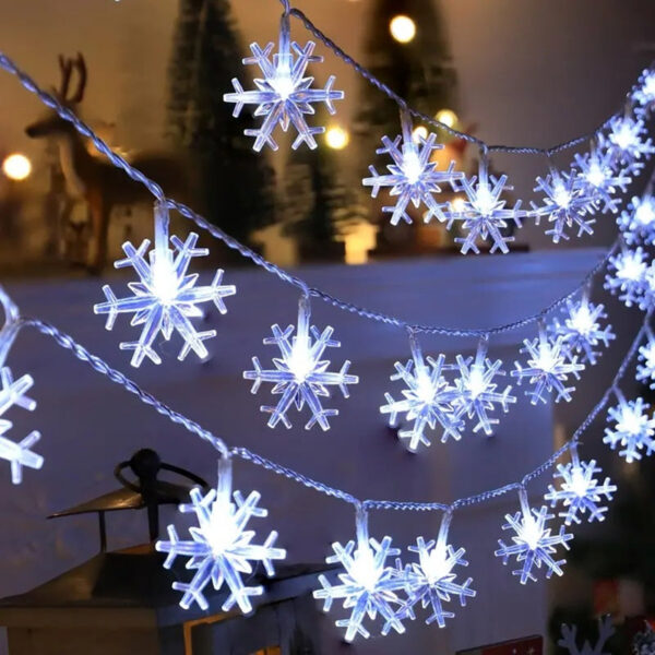 1e3c8b4be2a2b26a 1pc LED Christmas Snowflake String Light Indoor & Outdoor Hanging Decorative Lighting Fairy Atmosphere Lamp For Garden Party