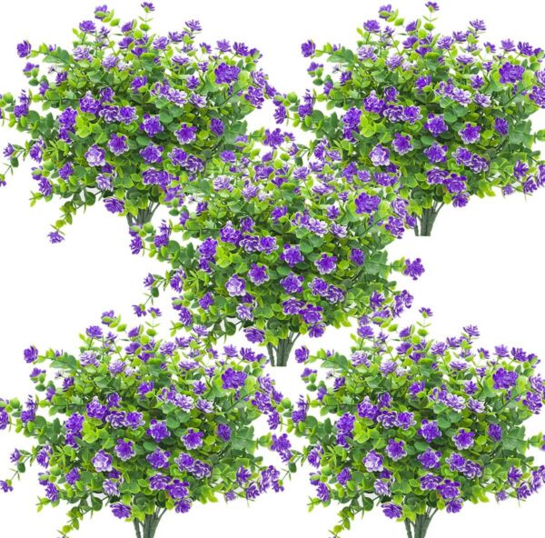1e6fe426af239890 Grunyia Artificial Flowers Outdoor UV Resistant Fake Plants Indoor Outside Hanging Planter Home Garden Decor, 10 Bundles (Pink)