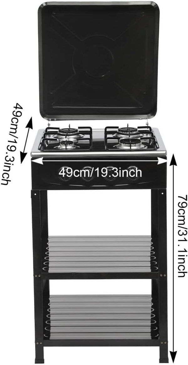 1e849c954baf0c63 4 Burner Gas Stove Portable Outdoor Stove with Removable Storage Stand, Heavy Duty Stainless Steel Propane Gas Cooker with Wind Blocking Cover for Camping Picnic Home RV Cooking (no hose)