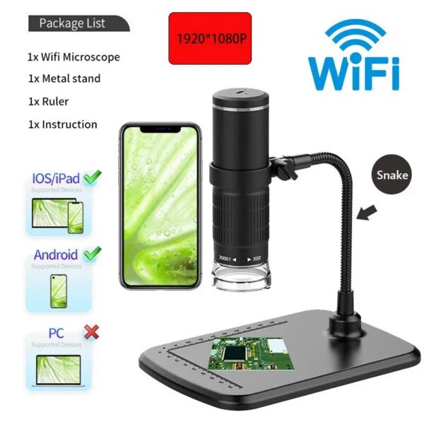 1e86f6f788310b4c Wireless Digital Microscope 50X-1000X Magnification Portable Handheld USB Microscopes with Flexible Stand For iPhone Android PC
