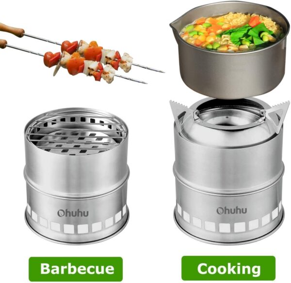 1e8a745f05df457a Ohuhu Rocket Stainless Steel Lightweight Camping Stove - Wood Alcohol Portable Outdoor Cooking Picnic BBQ Hiking with Mesh Bag