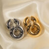 Stainless Steel Thick Cylindrical Hollow Ear Clip for Women PVD Gold Plating Waterproof Trendy Fashion Jewelry Party Gifts
