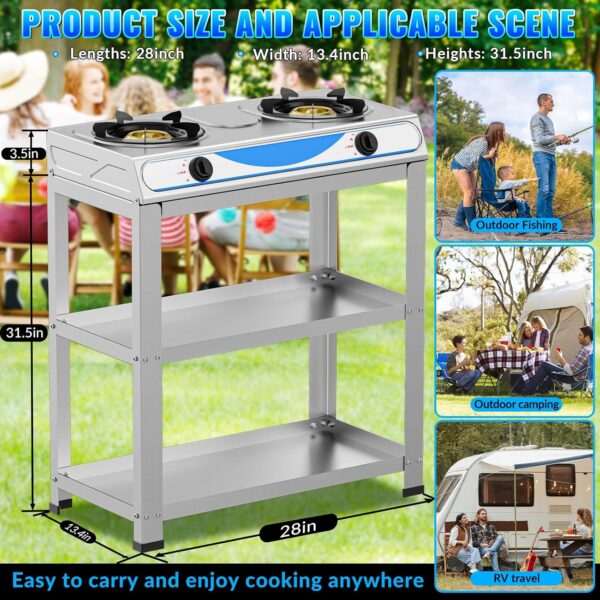 1ec4fbe47c521f43 2 Burner Propane Gas Stove,19000BTU Portable Gas Stove with Support Leg Stand and Adapter Auto Ignition Camping Stove,propane burner for RV, Apartment, Outdoor Cooking