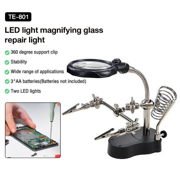3.5X 12X Auxiliary Clip Magnifier Electric Soldering Circuit Board Welding Iron Magnifying Glass Bracket Tools