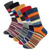 1ed233347908d351 HOYOLS Men's Dress Casual Colorful Stripe Cotton Patterned Business Long Soc