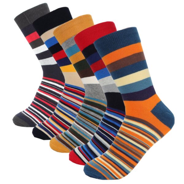 1ed233347908d351 HOYOLS Men's Dress Casual Colorful Stripe Cotton Patterned Business Long Soc