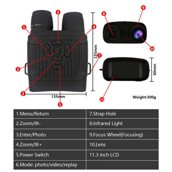 2.7K HD 36MP Binocular Night Vision Device Infrared Camera 10X Digital Light Zoom Hunting Telescope Full Darkness 300m