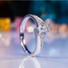 With Certified Original Sier Ring 0.5 Carat Zirconia Diamond Engagement Wedding Band Fine Jewelry Accessories for Women