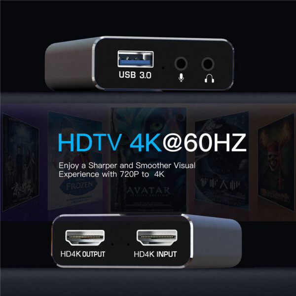 Video Capturer Card Box HDMI-Compatible 4K 60Hz 30Hz USB 3.0 1080P 60fps 30fps Grabber Live OBS Capturing Game Capture Recorder