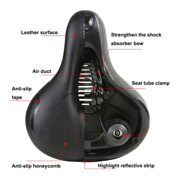 1f08287f7be57290 Hollow Breathable Bicycle Men Women MTB Road Saddle Shock Absorbing Comfortable Big Butt Bike Seat Safety Warning