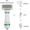 Pet Hair Dryer 2 with Slicker for Cat and Brush Professional Home Grooming Furry Drying Portable Dog Blower